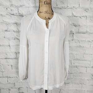 Whistles button down shirt Sz 8 striped balloon sleeves blouse A2C